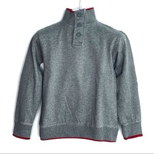 COMPANY 81 Henley Style Mock Turtleneck Sweatshirt Gray Red Trim Size Medium